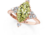 Rose gold Fancy Yellow Marquise Cut Brilliant Diamond with Cluster Setting on a Beaded Band and Four-Prong Setting_1