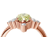 Rose gold Fancy Yellow Marquise Cut Brilliant Diamond with Cluster Setting on a Beaded Band and Four-Prong Setting_4