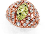 Rose gold Fancy Yellow Marquise Cut Brilliant Halo Pave Diamond Milgrain Ring_1