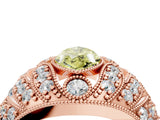 Rose gold Fancy Yellow Marquise Cut Brilliant Halo Pave Diamond Milgrain Ring_4