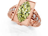 Rose gold Fancy Yellow Marquise Cut Brilliant Milgrain Filigree Diamond Ring with Square Prong Setting_13