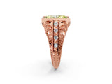 Rose gold Fancy Yellow Marquise Cut Brilliant Milgrain Filigree Diamond Ring with Square Prong Setting_14