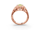 Rose gold Fancy Yellow Marquise Cut Brilliant Milgrain Filigree Diamond Ring with Square Prong Setting_15