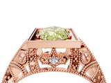 Rose gold Fancy Yellow Marquise Cut Brilliant Milgrain Filigree Diamond Ring with Square Prong Setting_16