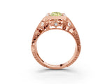 Rose gold Fancy Yellow Marquise Cut Brilliant Milgrain Filigree Diamond Ring with Square Prong Setting_21