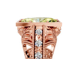 Rose gold Fancy Yellow Marquise Cut Brilliant Milgrain Filigree Diamond Ring with Square Prong Setting_23