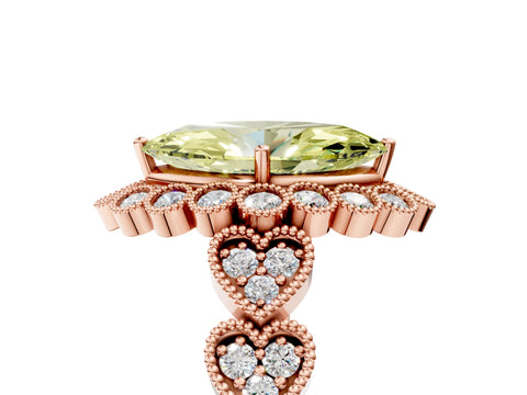 Rose gold Fancy Yellow Marquise Cut Brilliant Milgrain Pave Heart Band Solitaire Ring_5