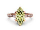 Rose gold Fancy Yellow Marquise Cut Brilliant Split Shank Pave Solitaire Ring with Four-Prong Setting