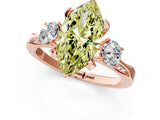 Rose gold Fancy Yellow Marquise Cut Brilliant Three-Stone Diamond Ring with Pavé Band and Four-Prong Setting_4