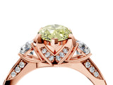 Rose gold Fancy Yellow Marquise Cut Brilliant Three-Stone Diamond Ring with Pavé Band and Four-Prong Setting_7