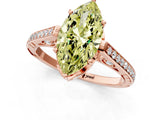 Rose gold Fancy Yellow Marquise  Cut Cathedral Pave Diamond Engagement Ring with Six-Prong Setting_33