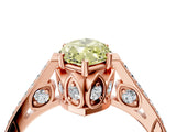 Rose gold Fancy Yellow Marquise  Cut Cathedral Pave Diamond Engagement Ring with Six-Prong Setting_36