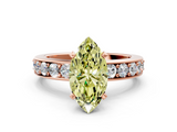 Rose gold Fancy Yellow Marquise  Cut Channel Set Diamond Engagement Ring with Four-Prong Setting