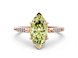 Rose gold Fancy Yellow Marquise  Cut Channel Set Solitaire Engagement Ring with Four-Prong Setting