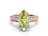 Rose gold Fancy Yellow Marquise  Cut Channel Set Solitaire Engagement Ring with Prong Setting