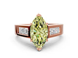 Rose gold Fancy Yellow Marquise Cut Cut Channel Set Solitaire Ring with Four-Prong Setting