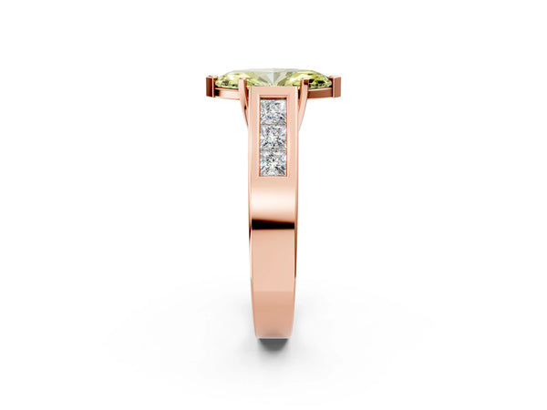 Rose gold Fancy Yellow Marquise Cut Cut Channel Set Solitaire Ring with Four-Prong Setting