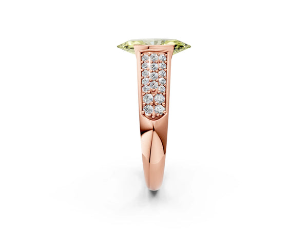 Rose gold Fancy Yellow Marquise Cut Diamond Channel Set Pave Band with Tension Prong Setting