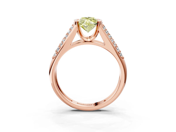 Rose gold Fancy Yellow Marquise Cut Diamond Channel Set Pave Band with Tension Prong Setting