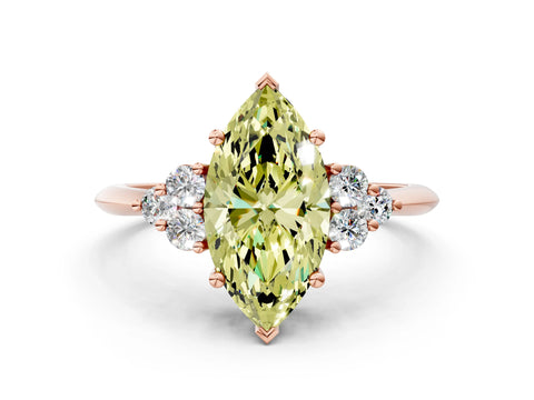 Rose gold Fancy Yellow Marquise Cut Cut Diamond Cluster Ring with Solitaire Band and Four-Prong Setting_12