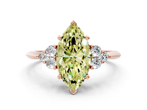 Rose gold Fancy Yellow Marquise Cut Cut Diamond Cluster Ring with Solitaire Band and Four-Prong Setting_13