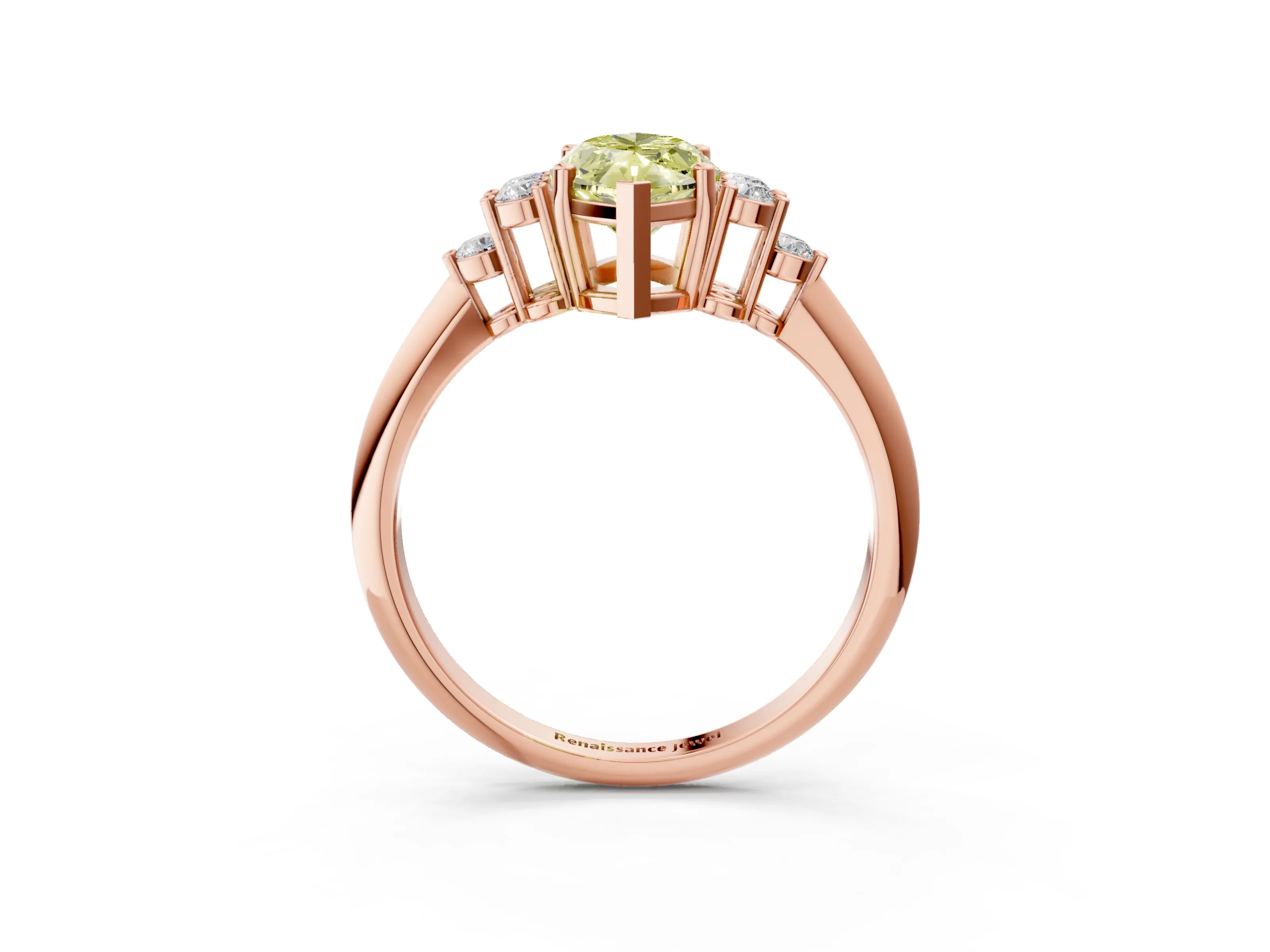 Rose gold Fancy Yellow Marquise Cut Cut Diamond Cluster Ring with Solitaire Band and Four-Prong Setting_15