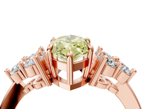 Rose gold Fancy Yellow Marquise Cut Cut Diamond Cluster Ring with Solitaire Band and Four-Prong Setting_4