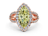 Rose gold Fancy Yellow Marquise Cut Cut Diamond Halo Engagement Ring with Open Split Pavé Band