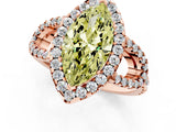 Rose gold Fancy Yellow Marquise Cut Cut Diamond Halo Engagement Ring with Open Split Pavé Band_1