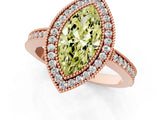 Rose gold Fancy Yellow Marquise Cut-Cut Diamond Halo Engagement Ring with Pave Band and Prong Setting_1