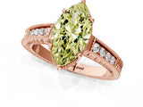 Rose gold Fancy Yellow Marquise Cut Cut Diamond Milgrain Pave Band Four-Prong Setting Ring_4