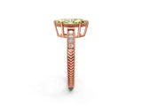 Rose gold Fancy Yellow Marquise Cut Cut Diamond Milgrain Pave Band Four-Prong Setting Ring_5