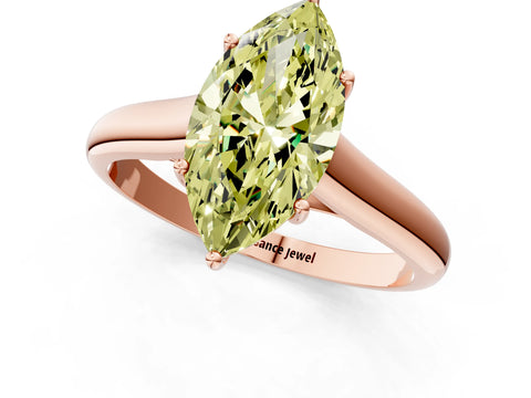 Rose gold Fancy Yellow Marquise Cut Cut Diamond Solitaire Engagement Ring with Tapered Plain Band and Four-Prong Setting_1