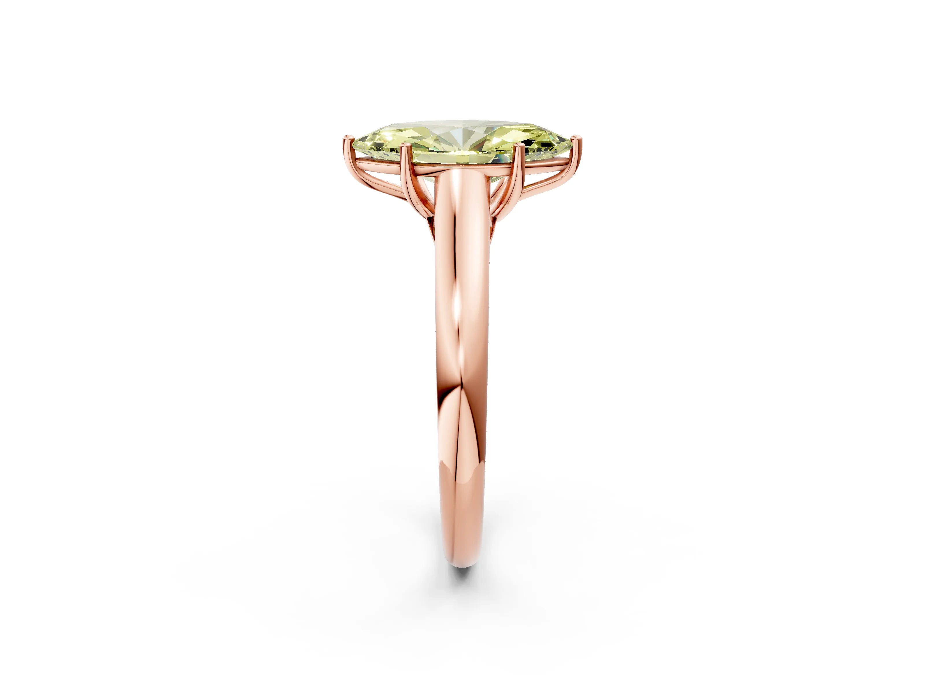 Rose gold Fancy Yellow Marquise Cut Cut Diamond Solitaire Engagement Ring with Tapered Plain Band and Four-Prong Setting_2