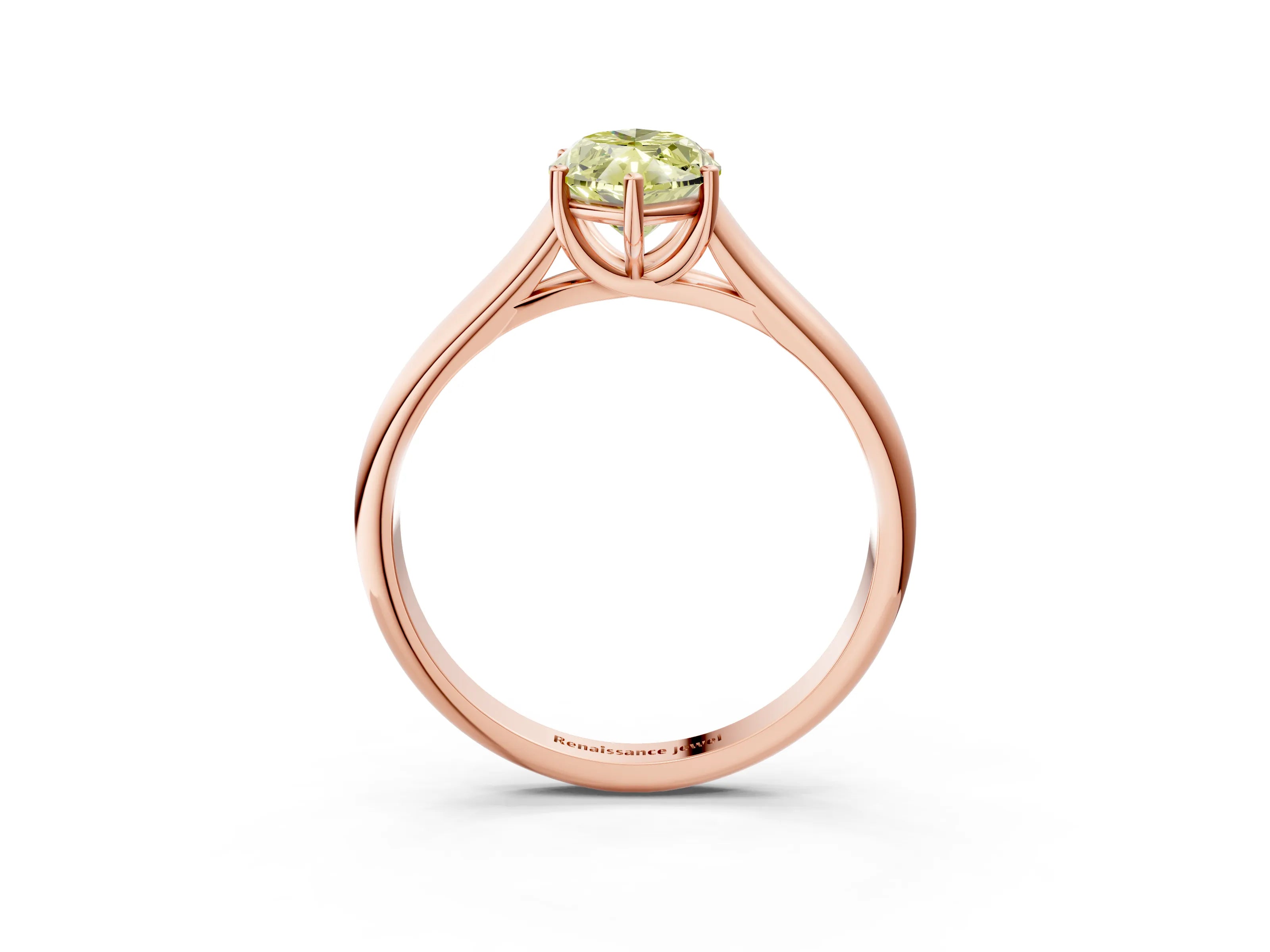 Rose gold Fancy Yellow Marquise Cut Cut Diamond Solitaire Engagement Ring with Tapered Plain Band and Four-Prong Setting_3
