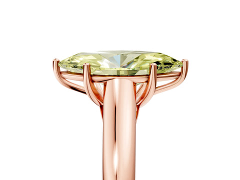 Rose gold Fancy Yellow Marquise Cut Cut Diamond Solitaire Engagement Ring with Tapered Plain Band and Four-Prong Setting_5