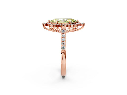 Rose gold Fancy Yellow Marquise Cut Cut Diamond Sunburst Halo Engagement Ring with Pavé Band_2