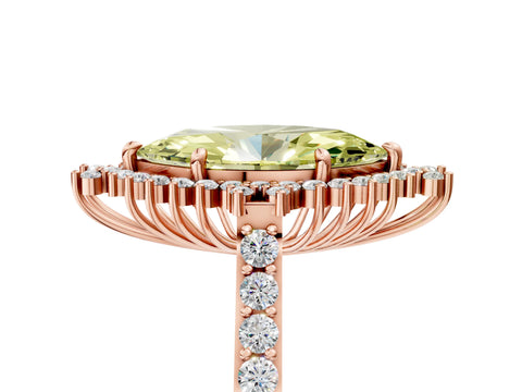 Rose gold Fancy Yellow Marquise Cut Cut Diamond Sunburst Halo Engagement Ring with Pavé Band_5