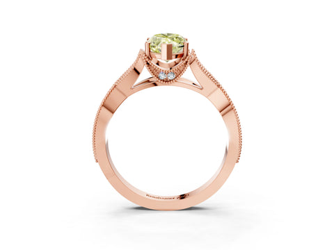 Rose gold Fancy Yellow Marquise Cut Cut Diamond Twisted Band with Milgrain Pave Setting and Four-Prong Setting_3