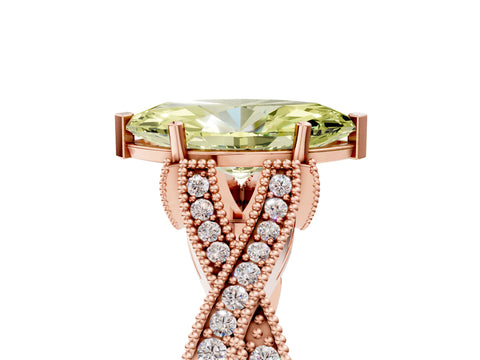 Rose gold Fancy Yellow Marquise Cut Cut Diamond Twisted Band with Milgrain Pave Setting and Four-Prong Setting_5