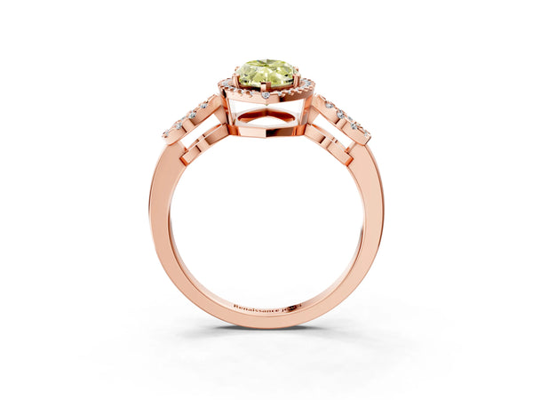 Rose Gold Marquise Pave Infinity Halo Engagement Ring Setting for Fancy Yellow Center