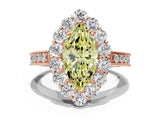 Rose gold Fancy Yellow Marquise Cut Cut Halo Diamond Pavé Engagement Ring with Milgrain Detailing