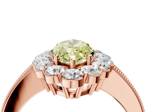 Rose gold Fancy Yellow Marquise Cut Cut Halo Diamond Pavé Engagement Ring with Milgrain Detailing_16