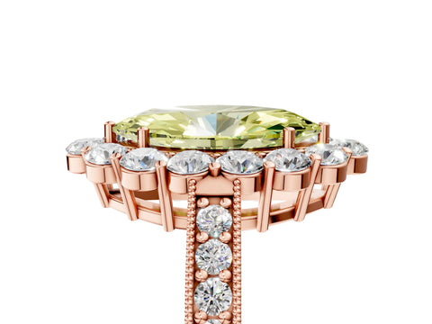 Rose gold Fancy Yellow Marquise Cut Cut Halo Diamond Pavé Engagement Ring with Milgrain Detailing_17
