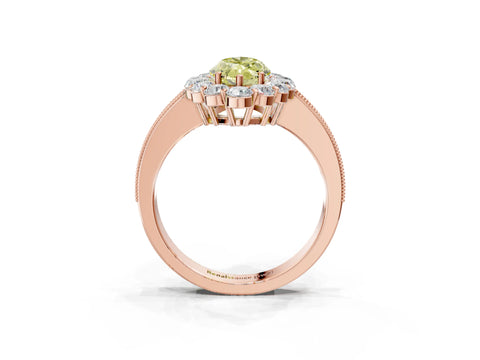 Rose gold Fancy Yellow Marquise Cut Cut Halo Diamond Pavé Engagement Ring with Milgrain Detailing_3