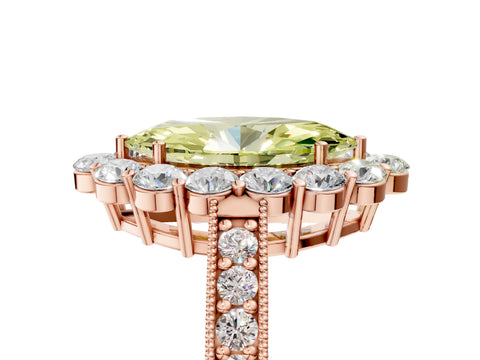 Rose gold Fancy Yellow Marquise Cut Cut Halo Diamond Pavé Engagement Ring with Milgrain Detailing_5