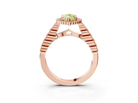 Rose gold Fancy Yellow Marquise Cut Cut Halo Pavé Solitaire Ring with Milgrain Band_3