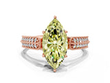 Rose gold Fancy Yellow Marquise Cut Cut Pave Split Shank Engagement Ring with Four-Prong Setting