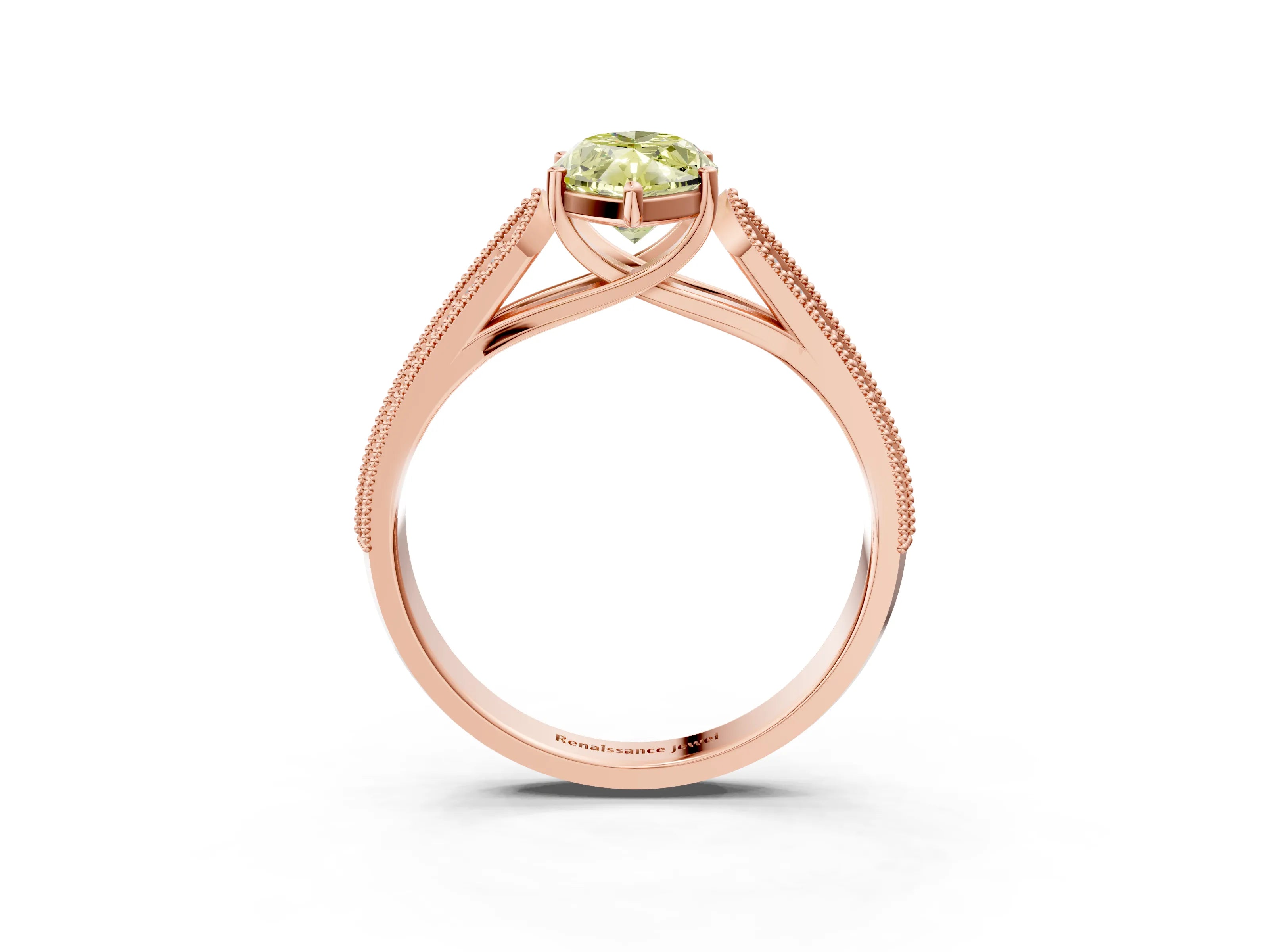 Rose gold Fancy Yellow Marquise Cut Cut Pave Split Shank Engagement Ring with Four-Prong Setting_3