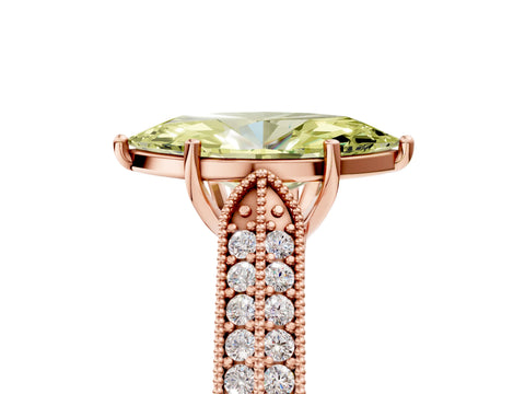 Rose gold Fancy Yellow Marquise Cut Cut Pave Split Shank Engagement Ring with Four-Prong Setting_5